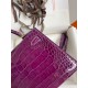 Hermes Kelly Mini II Sellier Handmade Bag In Purple Shiny Alligator Leather