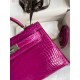 Hermes Kelly Mini II Sellier Handmade Bag In Rose Scheherazade Shiny Alligator Leather