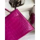 Hermes Kelly Mini II Sellier Handmade Bag In Rose Scheherazade Shiny Alligator Leather