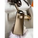 Hermes Kelly Mini II Sellier Bicolor Handmade Bag in Craie and Trench Epsom Calfskin