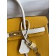 Hermes HSS Birkin 25 Bicolor Bag in Jaune d'or and Craie Epsom Calfskin