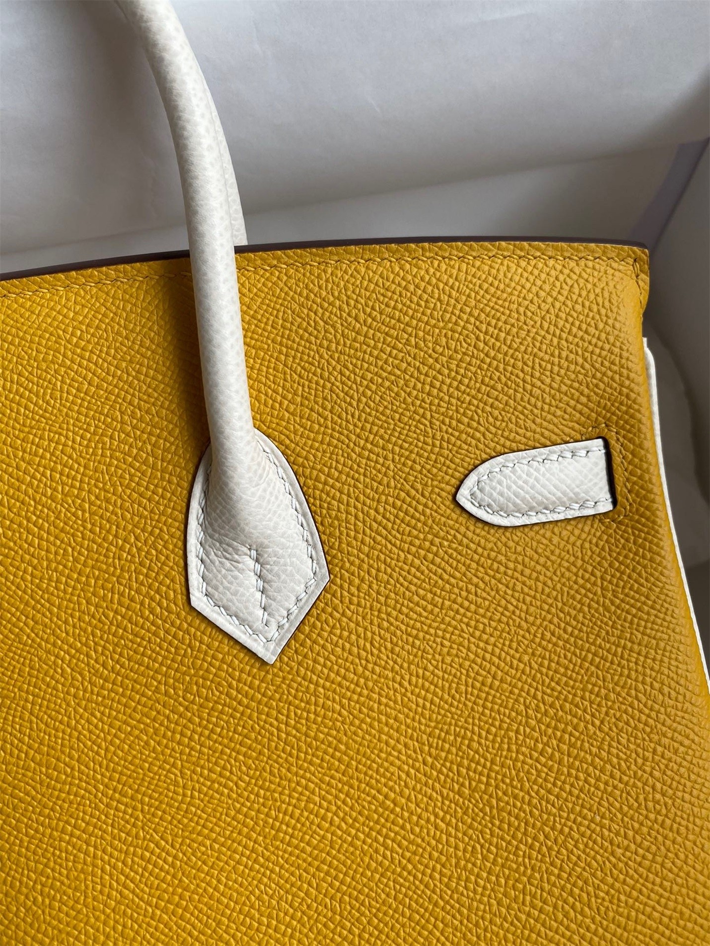 Hermes HSS Birkin 25 Bicolor Bag in Jaune d'or and Craie Epsom Calfskin