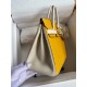 Hermes HSS Birkin 25 Bicolor Bag in Jaune d'or and Craie Epsom Calfskin