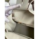 Hermes Birkin 25 Retourne Handmade Bag In Pearl Grey Clemence Leather