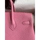 Hermes Birkin 25 Retourne Handmade Bag In Pink Clemence Leather