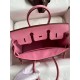 Hermes Birkin 25 Retourne Handmade Bag In Pink Clemence Leather