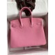 Hermes Birkin 25 Retourne Handmade Bag In Pink Clemence Leather