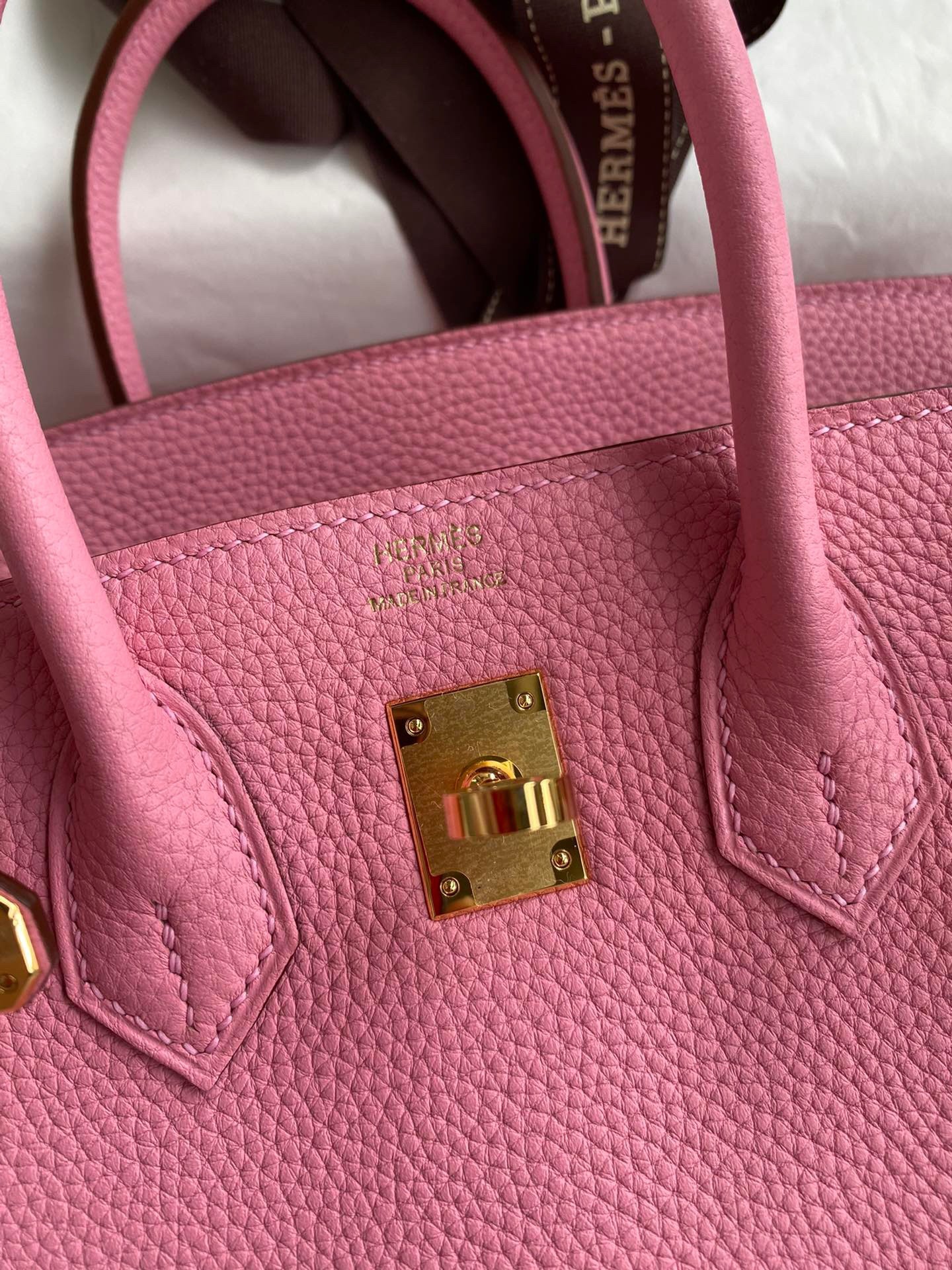 Hermes Birkin 25 Retourne Handmade Bag In Pink Clemence Leather