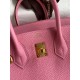 Hermes Birkin 25 Retourne Handmade Bag In Pink Clemence Leather