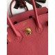 Hermes Birkin 25 Retourne Handmade Bag In Rose Lipstick Clemence Leather