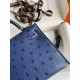 Hermes Kelly Mini II Sellier Handmade Bag In Blue Iris Ostrich Leather