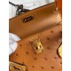 Hermes Kelly Mini II Sellier Handmade Bag In Gold Ostrich Leather