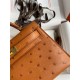 Hermes Kelly Mini II Sellier Handmade Bag In Gold Ostrich Leather