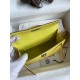 Hermes Kelly Mini II Sellier Handmade Bag In Lime Ostrich Leather