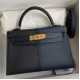 Hermes Kelly Mini II Sellier Tri-color Bag In Black/Blue Indigo/Red Calfskin