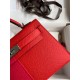 Hermes Kelly Mini II Sellier Tri-color Bag In Red/Rose Extreme/Blue Epsom Calfskin