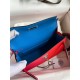 Hermes Kelly Mini II Sellier Tri-color Bag In Red/Rose Extreme/Blue Epsom Calfskin