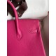 Hermes Birkin 25 Retourne Handmade Bag In Rose Tyrien Clemence Leather