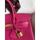 Hermes Birkin 25 Retourne Handmade Bag In Rose Tyrien Clemence Leather