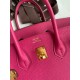 Hermes Birkin 25 Retourne Handmade Bag In Rose Tyrien Clemence Leather