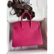 Hermes Birkin 25 Retourne Handmade Bag In Rose Tyrien Clemence Leather