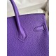 Hermes Birkin 25 Retourne Handmade Bag In Violet Clemence Leather