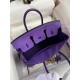 Hermes Birkin 25 Retourne Handmade Bag In Violet Clemence Leather