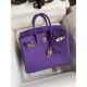 Hermes Birkin 25 Retourne Handmade Bag In Violet Clemence Leather