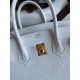 Hermes Birkin 25 Retourne Handmade Bag In White Clemence Leather