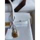 Hermes Birkin 25 Retourne Handmade Bag In White Clemence Leather