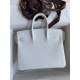 Hermes Birkin 25 Retourne Handmade Bag In White Clemence Leather