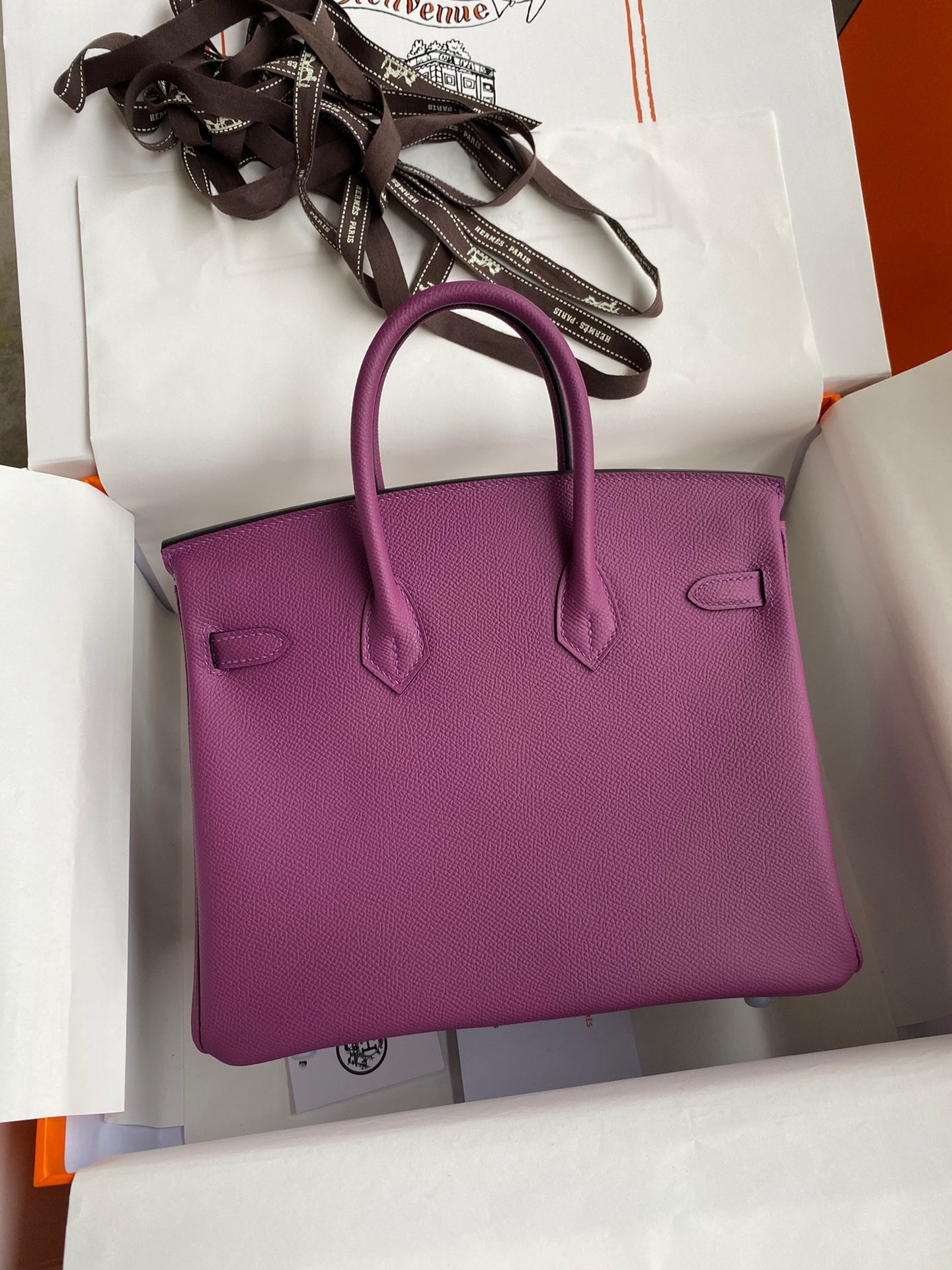 Hermes Birkin 25 Retourne Handmade Bag In Anemone Epsom Calfskin