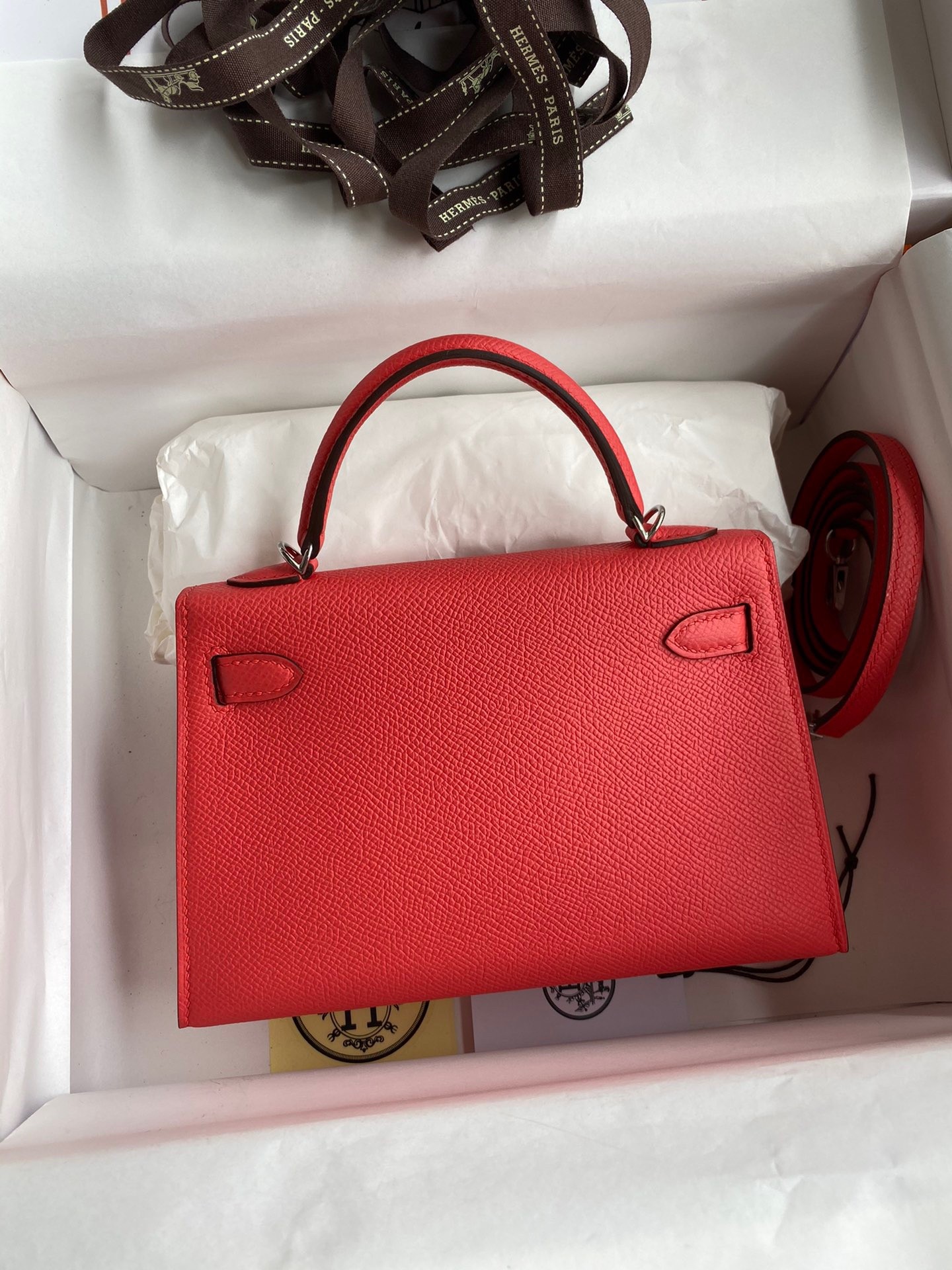 Hermes Kelly Mini II Sellier Handmade Bag In Piment Epsom Calfskin