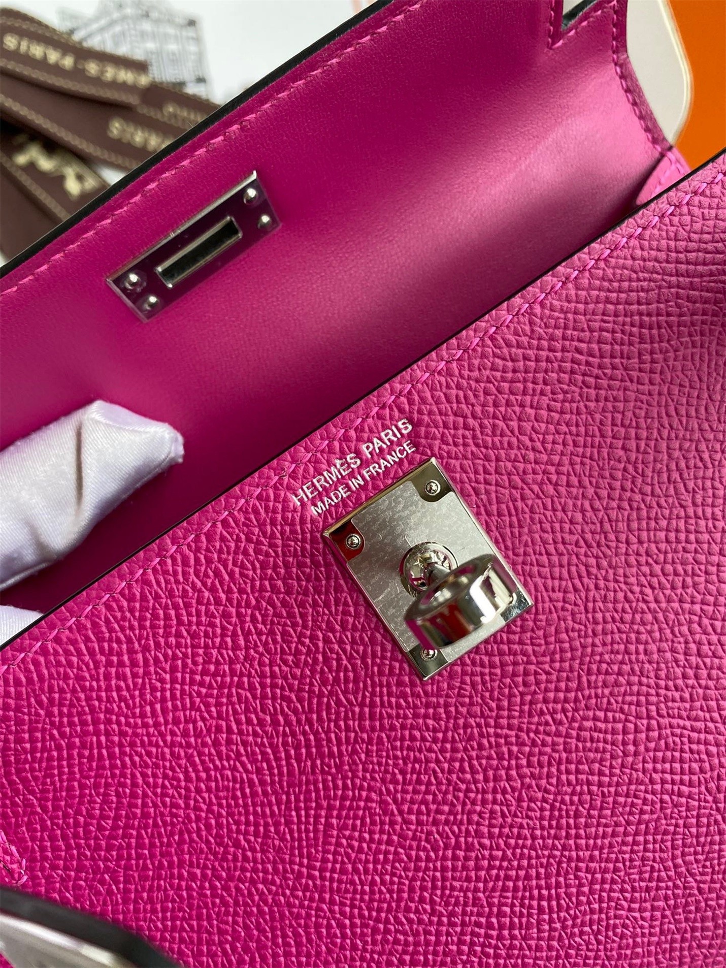 Hermes Kelly Mini II Sellier Handmade Bag In Rose Purple Epsom Calfskin