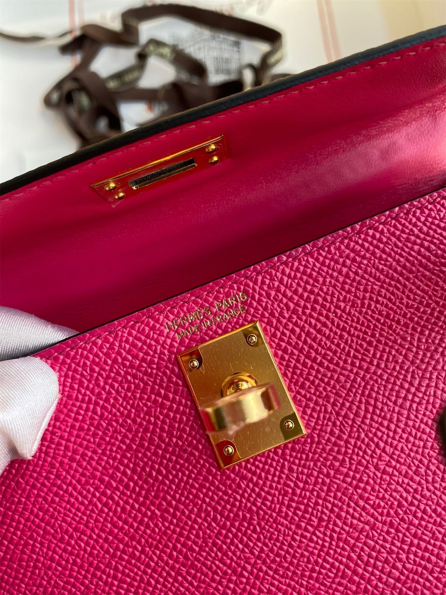 Hermes Kelly Mini II Sellier Handmade Bag In Rose Red Epsom Calfskin