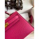 Hermes Kelly Mini II Sellier Handmade Bag In Rose Red Epsom Calfskin