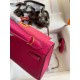 Hermes Kelly Mini II Sellier Handmade Bag In Rose Red Epsom Calfskin