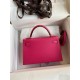 Hermes Kelly Mini II Sellier Handmade Bag In Rose Red Epsom Calfskin