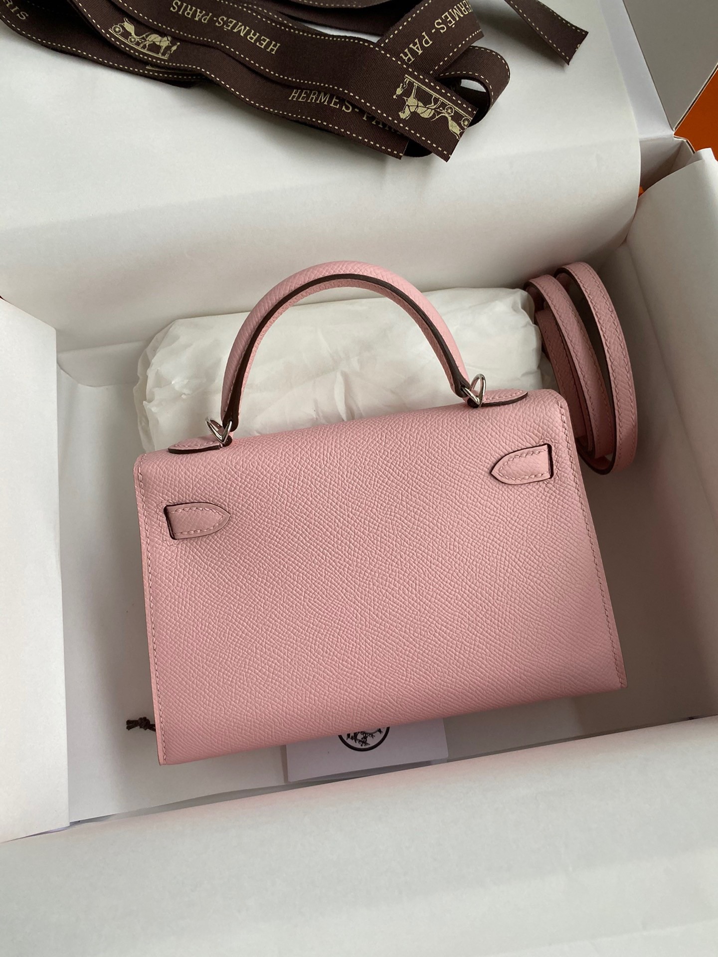 Hermes Kelly Mini II Sellier Handmade Bag In Rose Sakura Epsom Calfskin