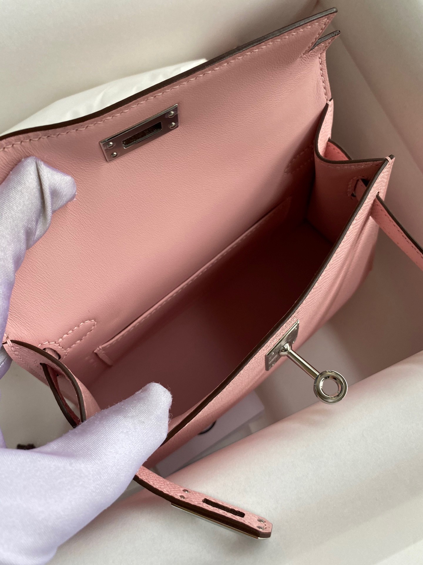 Hermes Kelly Mini II Sellier Handmade Bag In Rose Sakura Epsom Calfskin