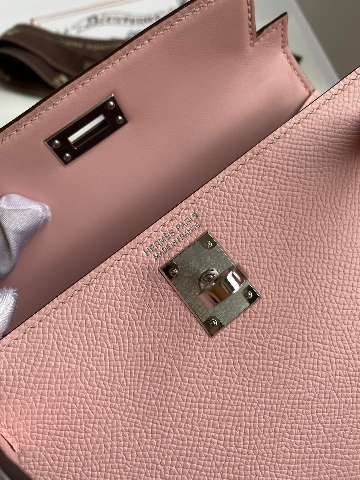 Hermes Kelly Mini II Sellier Handmade Bag In Rose Sakura Epsom Calfskin