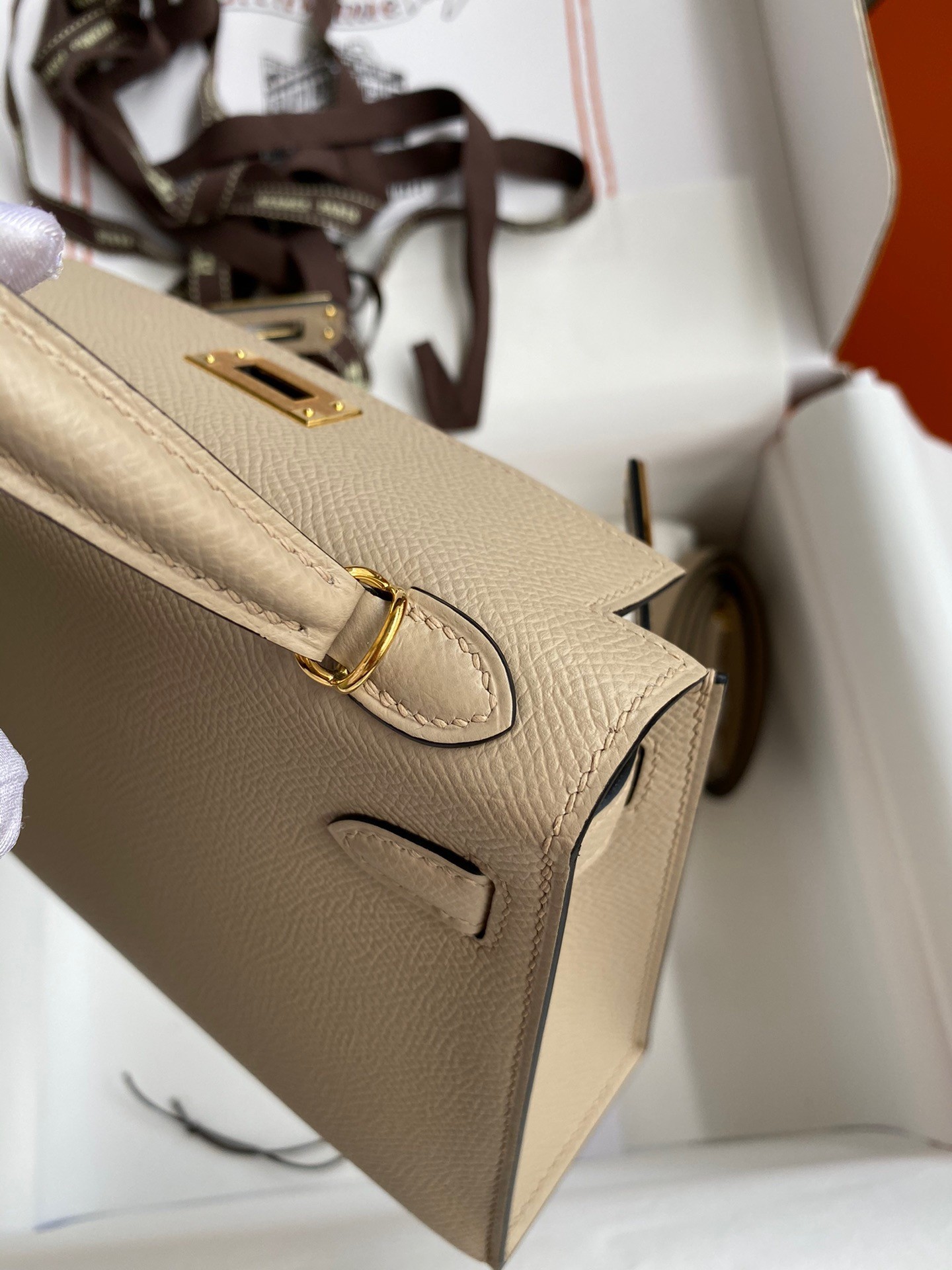 Hermes Kelly Mini II Sellier Handmade Bag In Trench Epsom Calfskin