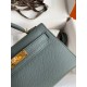 Hermes Kelly Mini II Sellier Handmade Bag In Vert Amande Epsom Calfskin