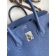 Hermes Birkin 25 Retourne Handmade Bag In Blue Agate Epsom Calfskin