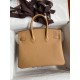 Hermes Birkin 25 Retourne Handmade Bag In Biscuit Epsom Calfskin