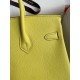 Hermes Birkin 25 Retourne Handmade Bag In Lime Epsom Calfskin