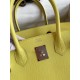 Hermes Birkin 25 Retourne Handmade Bag In Lime Epsom Calfskin