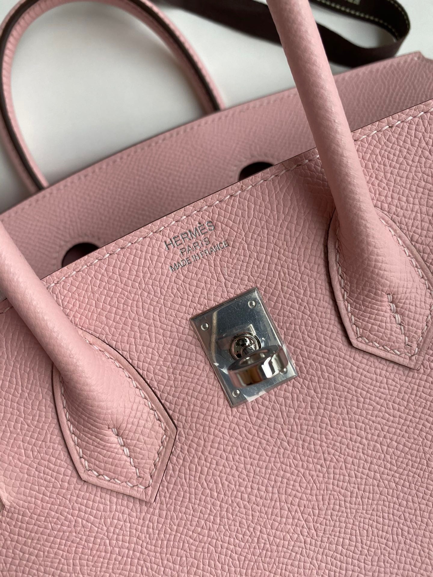 Hermes Birkin 25 Retourne Handmade Bag In Rose Sakura Epsom Calfskin