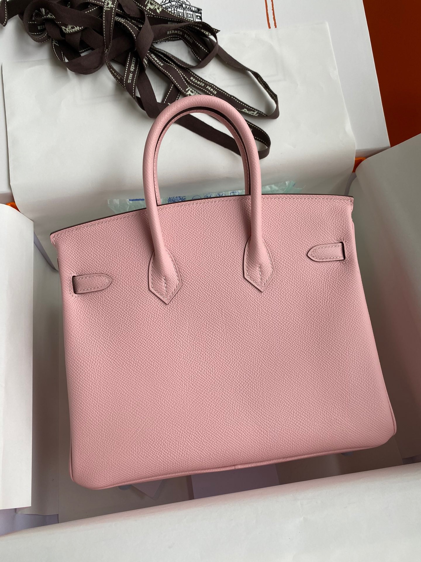 Hermes Birkin 25 Retourne Handmade Bag In Rose Sakura Epsom Calfskin