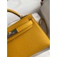 Hermes Kelly Mini II Sellier Handmade Bag In Jaune Ambre Epsom Calfskin